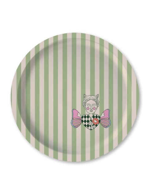 Plateau rond kraft galerie des songes vert rose - D.42 cm
