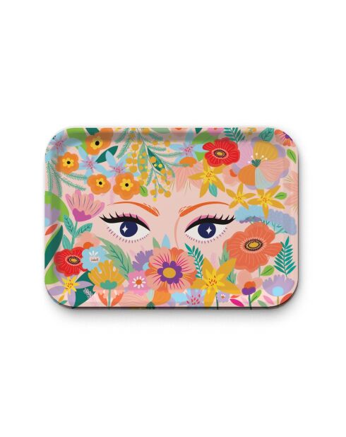 Plateau rectangulaire kraft L brillant Joli Jardin multicolore - 30 x 40 cm
