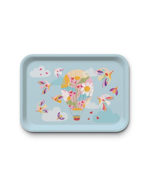Plateau rectangulaire kraft L Montgolfière multicolore - 30 x 40 cm