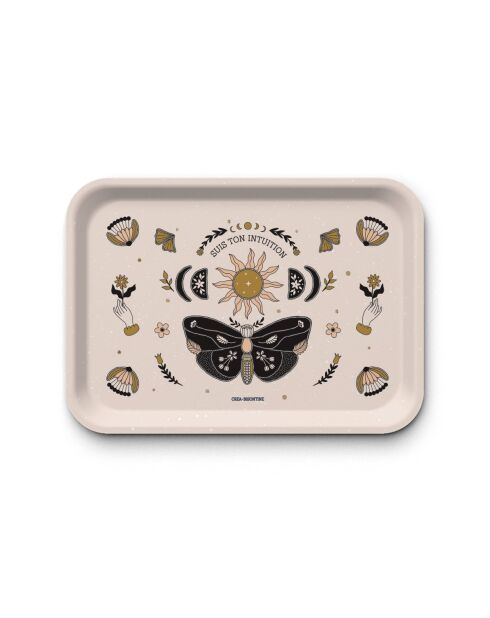 Plateau rectangulaire kraft L Suis ton intuition multicolore - 30 x 40 cm