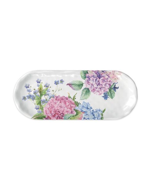 Plat long en mélamine wild hydrangea multicolore - 16 x 40 cm