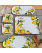 Plat ovale en mélamine lemon basil multicolore - 25,5 x 48 cm