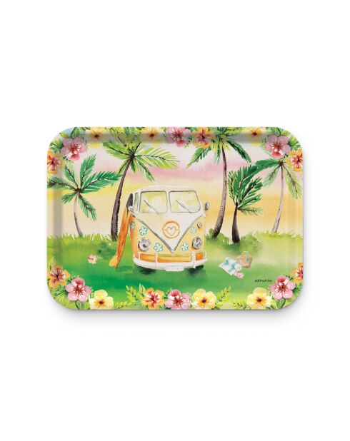 Plateau rectangulaire kraft L Vacances rétro (Combi) multicolore - 30 x 40 cm