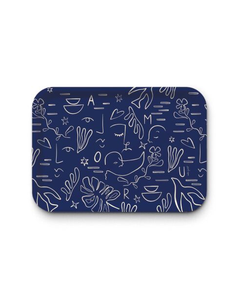 Plateau rectangulaire kraft Amour multicolore - 42x30 cm