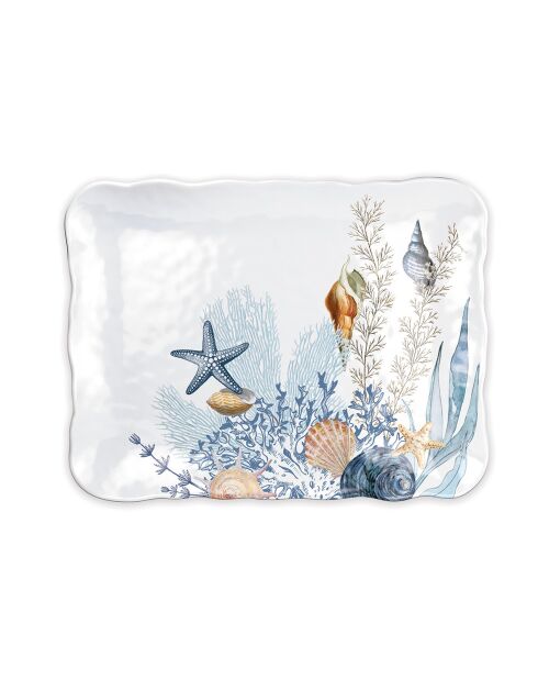 Plat rectangulaire en mélamine ocean tide multicolore - 30 x 40 cm