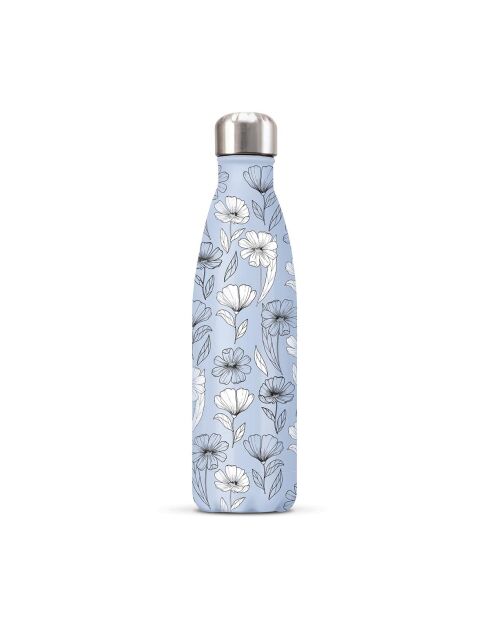 Veelkleurige geïsoleerde fles met blauwe bloemen - 500 ml