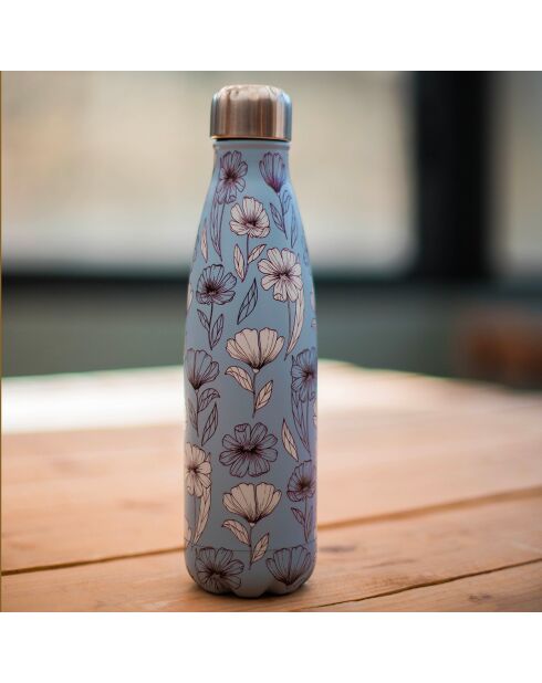 Gourde isotherme fleurs bleues multicolore - 500ml