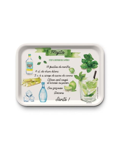 Plateau rectangulaire kraft L Mojito multicolore - 30 x 40 cm