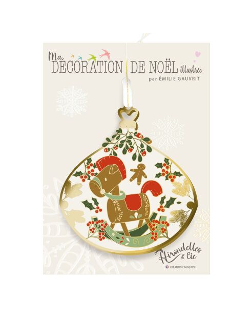 Décoration de Noël à suspendre Belle nuit de Noël (cheval) multicolore - 10cm