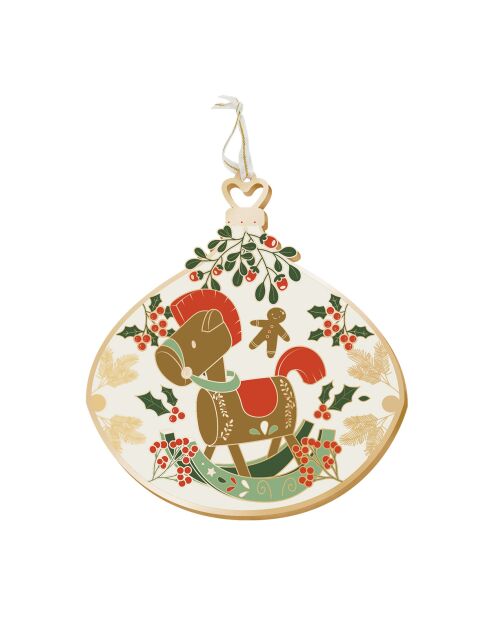 Decorazione natalizia da appendere bellissima notte di Natale (cavallo) multicolore - 10 cm