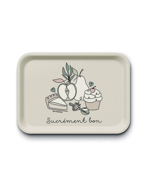 Plateau rectangulaire kraft L Sucrément bon naturel - 30 x 40 cm