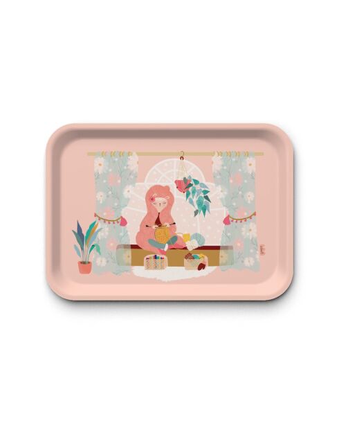 Plateau rectangulaire kraft Tricotine multicolore - 42x30 cm
