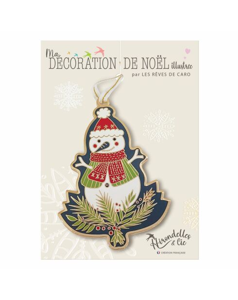 Décoration de Noël à suspendre Noël Folk (bonhomme neige) multicolore - D.10 cm