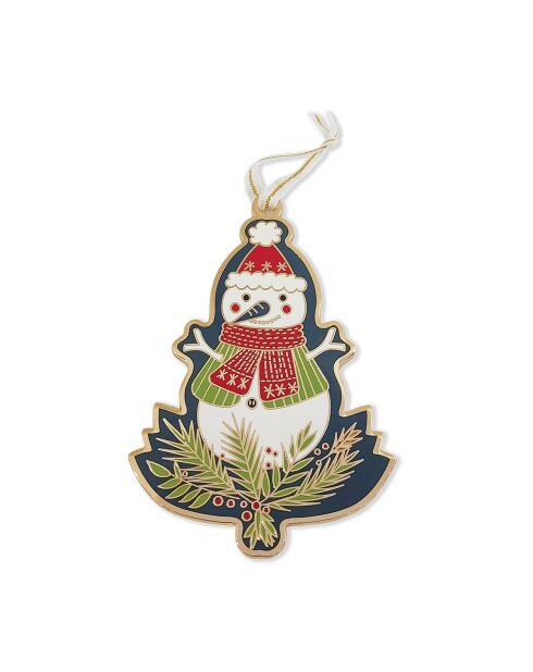 Décoration de Noël à suspendre Noël Folk (bonhomme neige) multicolore - D.10 cm