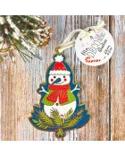 Décoration de Noël à suspendre Noël Folk (bonhomme neige) multicolore - D.10 cm