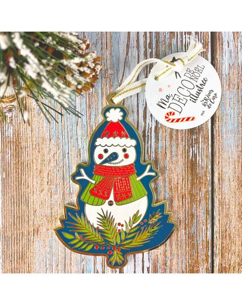 Décoration de Noël à suspendre Noël Folk (bonhomme neige) multicolore - D.10 cm