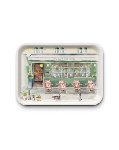 Plateau rectangulaire kraft La vie Parisienne multicolore - 42x30 cm