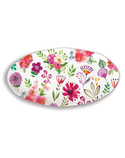 Plat ovale en mélamine confetti multicolore - 25,5 x 48 cm
