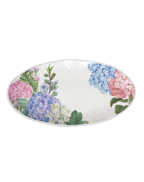 Plat ovale en mélamine wild hydrangea multicolore - 25,5 x 48 cm