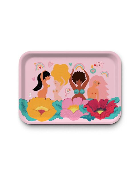 Plateau rectangulaire kraft L Girls multicolore - 30 x 40 cm