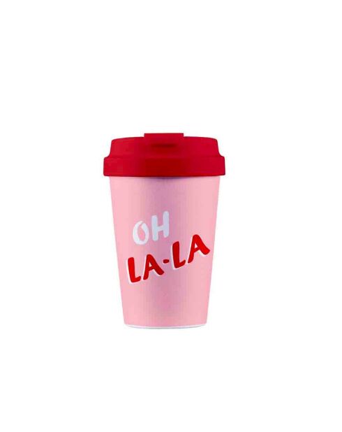 Oh la la la Bioloco Plant Easy Cup, tazza da viaggio rosa, 350 ml