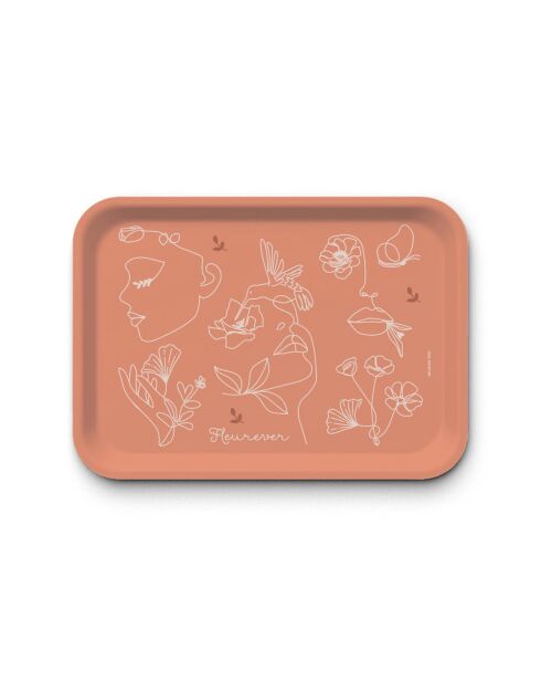 Plateau rectangulaire kraft L Fleurever marron - 30 x 40 cm