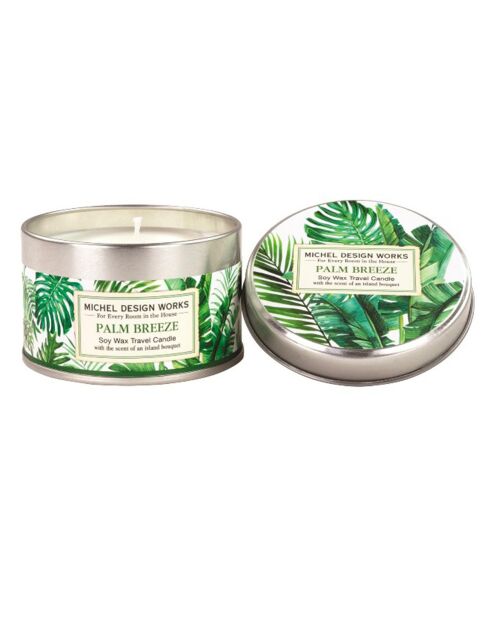 Candela profumata multicolore Palm Breeze in scatola di metallo - 113g