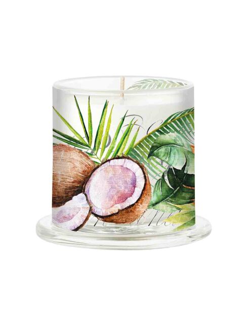 Vela aromática multicolor con forma de palma de coco bajo campana - 164 g