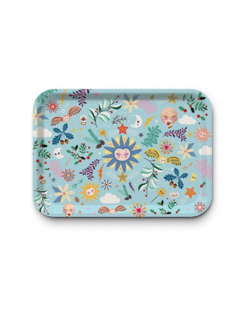 Plateau rectangulaire kraft L Soleil d'hiver multicolore - 30 x 40 cm
