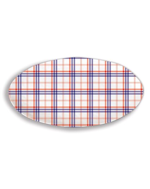 Plat ovale en mélamine paisley & plaid multicolore - 25,5 x 48 cm