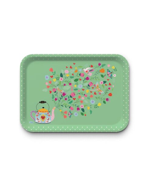 Plateau rectangulaire kraft L Théière multicolore - 30 x 40 cm
