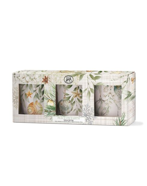 Set de regalo de 3 velas Peace on Earth multicolores, 70 g