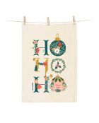 Torchon en coton biologique Ho Ho Ho multicolore - 50 x 70 cm