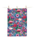 Strofinaccio da tè in cotone biologico folk floreale multicolore - 50 x 70 cm