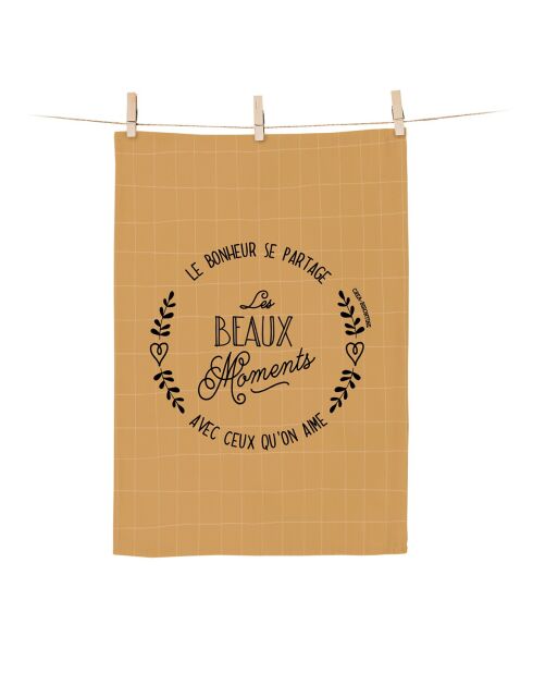 Strofinaccio in cotone biologico Les Beaux Moments multicolor - 50 x 70 cm