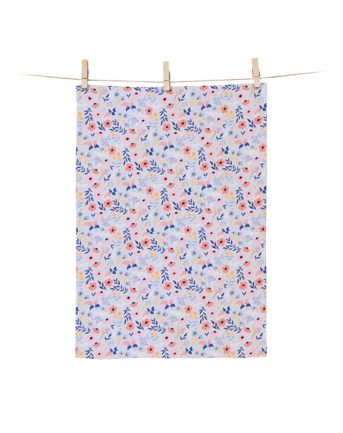 Torchon en coton biologique Liberty Romance multicolore - 50 x 70 cm