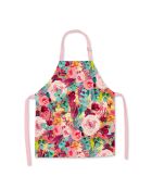 Tablier en coton biologique floral rose multicolore