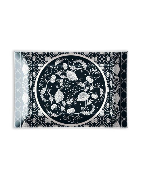 Coupelle rectangulaire en verre Bouquet noire - 11 x 16 cm