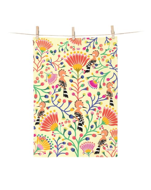 Torchon en coton biologique Tu me donnes des ailes multicolore - 50 x 70 cm