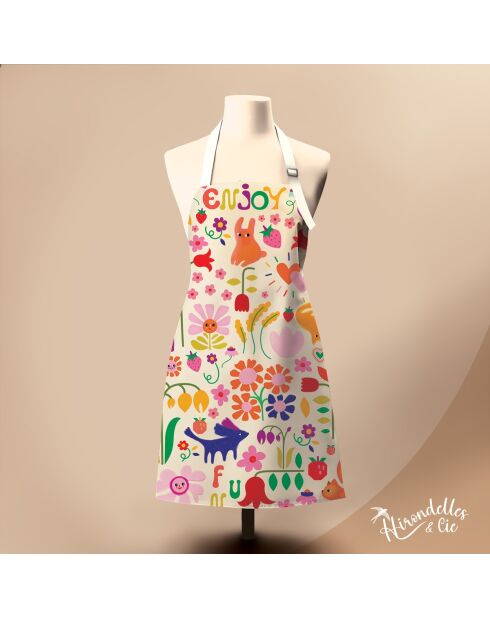 Tablier en coton biologique enjoy multicolore
