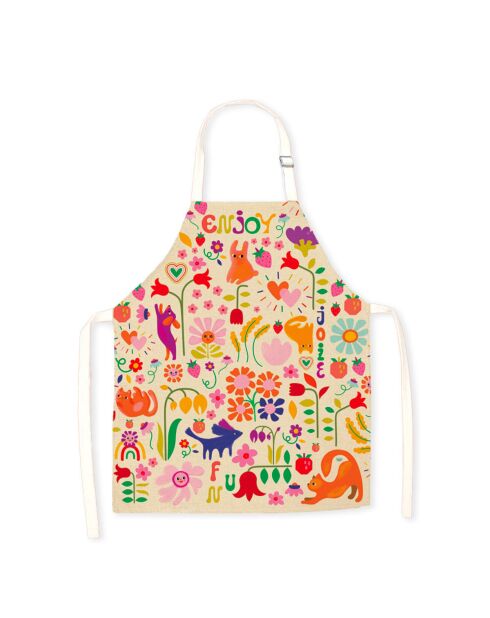 Tablier en coton biologique enjoy multicolore