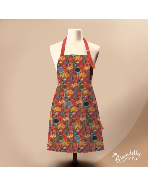 Tablier en coton biologique fleurs des champs multicolore
