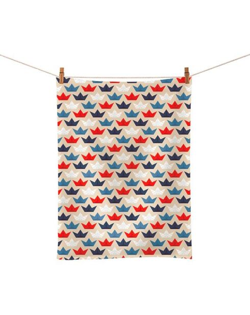 Paper Boats Chic Mic Veelkleurige theedoek van biologisch katoen - 50x70 cm