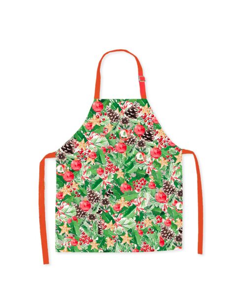 Tablier en coton biologique noël floral multicolore