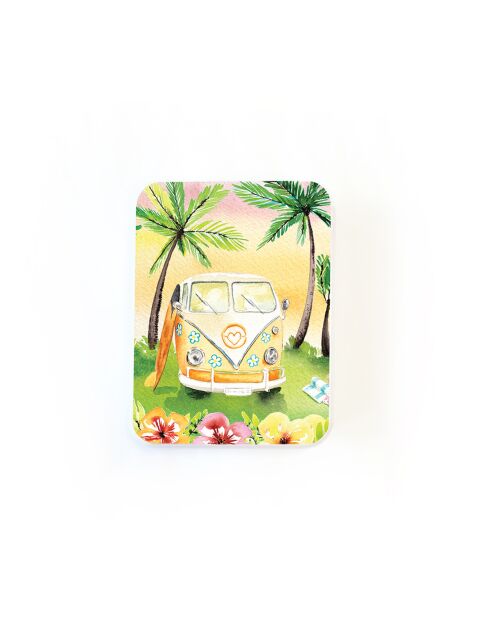 Scatola rettangolare in metallo Vacances retro (combi) multicolore - 2,2 x 8,5 x 11,5 cm