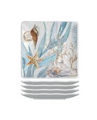 Set 4 assiettes carrées petit modèle mélamine ocean tide multicolore - 15 x 15 cm
