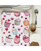 Multicolor Cupcakes theedoek van biologisch katoen - 50 x 70 cm