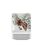 Set 4 assiettes carrées petit modèle mélamine white spruce multicolore - 15 x 15 cm