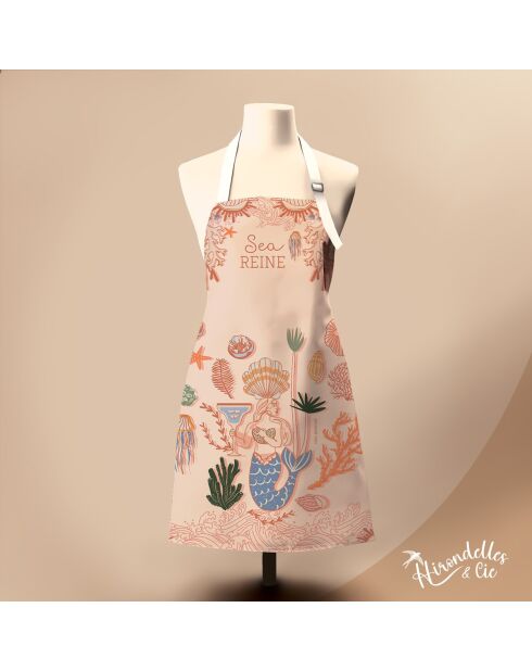 Tablier en coton biologique sea reine multicolore
