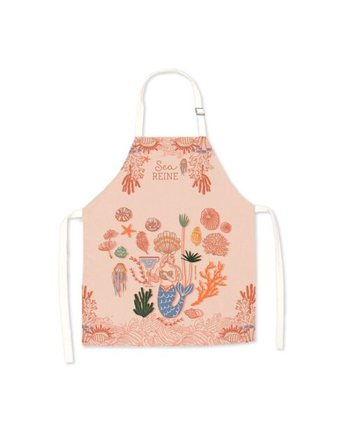 Tablier en coton biologique sea reine multicolore
